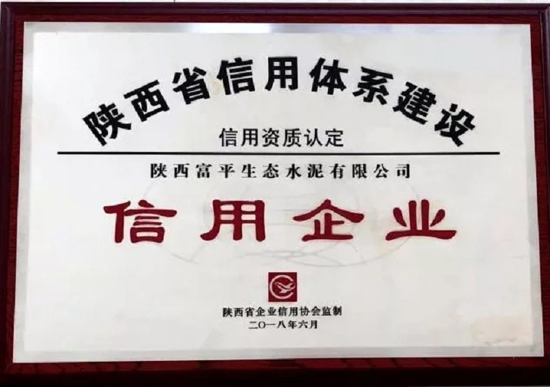 富平公司榮獲陜西省信用體系建設信用企業